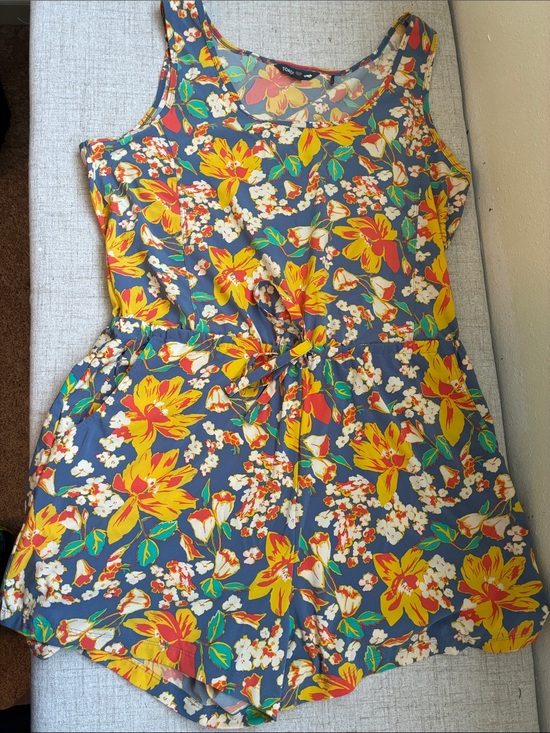 Toad&Co Pants - Toad&Co Blue Floral Sleeveless Tie-Waist Romper